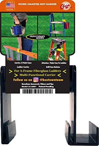 Boxtown Team Ladder Carrier (Black), Ladder Handle, Ladder Accessories, Little Giant Handle, Drill Gun Holster, Ladder Paint can Holder, Multipurpose Tool, Multi Function Tool - color: Black
