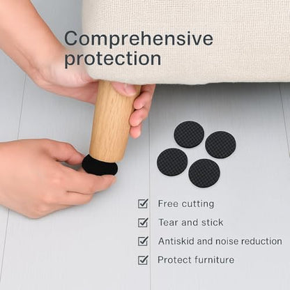 30 Pcs Non Slip Furniture Pads, Rubber Feet for Furniture Leg Floor Protectors Sliders for Hardwood Floors(1.38", Round, Square)