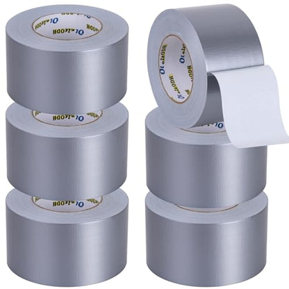 Oleitodh 6 Pack Duct Tape Silver Gray Heavy Duty 330 Yards x 3 Inch - Strong, Flexible,No Residue,All-Weather and Tear by Hand - Bulk Value for Do-It-Yourself Repairs and Professional Use - color: Gray, size: 3inch x 330 yards