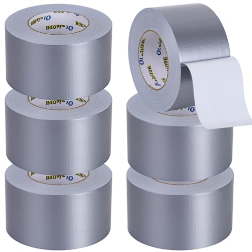 Oleitodh 6 Pack Duct Tape Silver Gray Heavy Duty 330 Yards x 3 Inch - Strong, Flexible,No Residue,All-Weather and Tear by Hand - Bulk Value for Do-It-Yourself Repairs and Professional Use - color: Gray, size: 3inch x 330 yards
