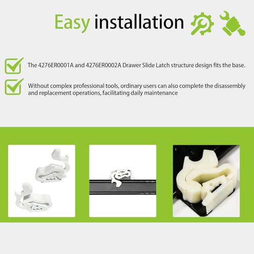 4276ER0001A Left and Right Side Pedestal Drawer Slide Latch Kit Compatible with LG Electronics Dryer,Replacement Assembly for Plastic Latch of Dryer Pedestals,4276ER0002A - style: Left and Right