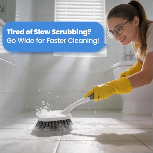 3 Pack Hard Bristle Scrub Brush Set, Heavy Duty Cleaning Brushes with Ergonomic Handle, Specifically Designed for Bathroom, Shower, Bathtub, Tub, Carpet, Floor, Grout, Tile