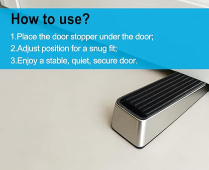 Heavy Duty Rubber Door Stopper Wedge (2 Pack) – Non-Slip Door Stoppers for Bottom of Door, Floor-Friendly Door Stop for Carpet, Tile & Hardwood, Ideal for Home, Garage, Classroom & Office