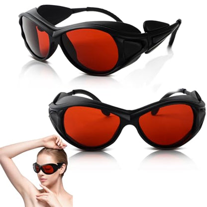2-Pack OD6+ Laser Safety Goggles for 532nm & Blue Lasers - 180-532nm Wavelength Protection for 405nm, 445nm, 450nm, 473nm, Professional Glasses for Engraving Machines - color: Red-2pc