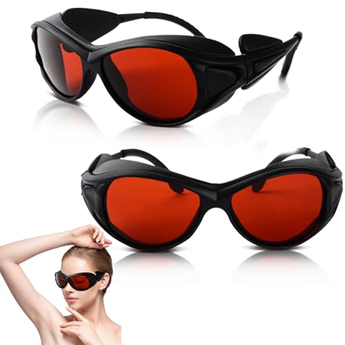2-Pack OD6+ Laser Safety Goggles for 532nm & Blue Lasers - 180-532nm Wavelength Protection for 405nm, 445nm, 450nm, 473nm, Professional Glasses for Engraving Machines - color: Red-2pc
