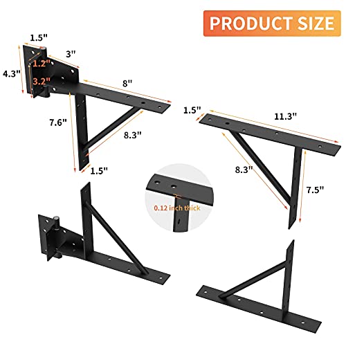 Gate Corner Brace Bracket Heavy Duty Adjustable No Sag Kit Durable Solid Iron for Shed Doors,Driveway Gates,Corral Gates,Wood Windows,Gate Frame Kit,Gate Hardware