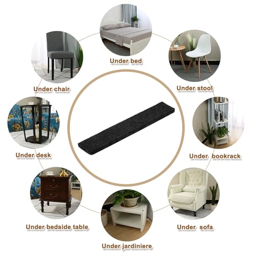 uxcell Felt Strips with Adhesive Backing, 10 Pcs 1" x 6" x 0.2" Anti Scratch Furniture Felt Tapes Self-Stick Pads for Protecting Hardwood Floor, Black - color: Black