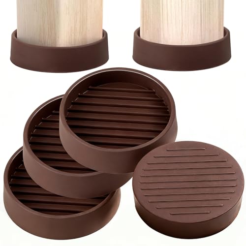 Rubber Furniture Pads for Hardwood Floors,4 PCS 3"x3" Non Slip Furniture Pads,Furniture Casters Cups Floor Protectors for Table Bed Couch Stoppers to Prevent Sliding,Brown,Round - size: 4PCS 3“x3” Brown