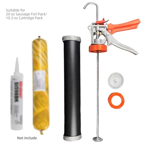 Sausage Caulking Gun,20 oz Sausage Foil Pack/10 oz Cartridge Adhesive Dual-Purpose,18:1 Thrust,15” Aluminum Sealant Manual Caulk Gun Kit With 6 Cone Nozzles (1 Pack) - size: 1 Pack