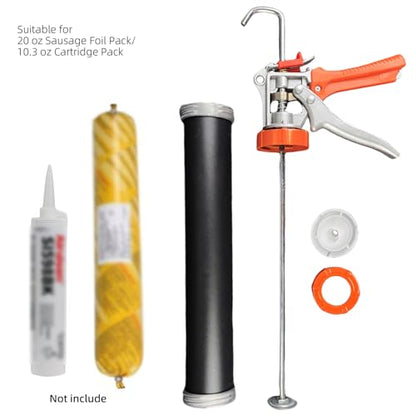 Sausage Caulking Gun,20 oz Sausage Foil Pack/10 oz Cartridge Adhesive Dual-Purpose,18:1 Thrust,15” Aluminum Sealant Manual Caulk Gun Kit With 6 Cone Nozzles (1 Pack) - size: 1 Pack
