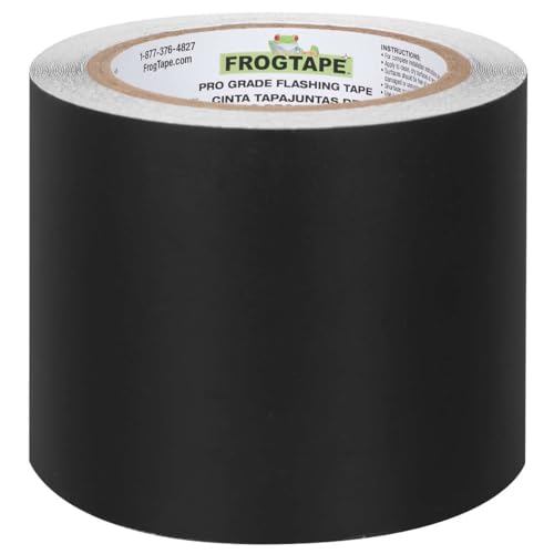 FrogTape Pro Grade Flashing Tape for Windows & Doors, 3.75 Inch Width - 30 Foot Roll, All Weather & UV Resistant Flashing Tape with Advanced Acrylic Adhesive - 10 mils - Black - size: 3.75 Inches X 30 Feet, style: Window & Door