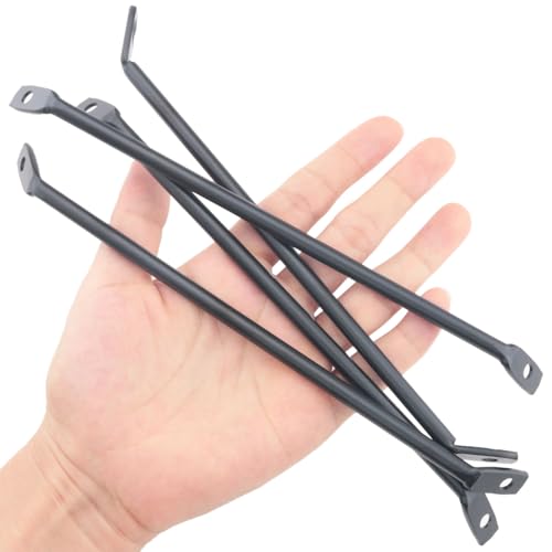 4PCS Black Reinforced Legs Bracket Mounting Iron Plate Support Brace to Triangle Table Leg Adapter Connector for Wooden Computer Desk Coffee Dining Tables Bed Furniture with Screws