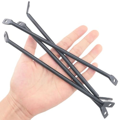 4PCS Black Reinforced Legs Bracket Mounting Iron Plate Support Brace to Triangle Table Leg Adapter Connector for Wooden Computer Desk Coffee Dining Tables Bed Furniture with Screws
