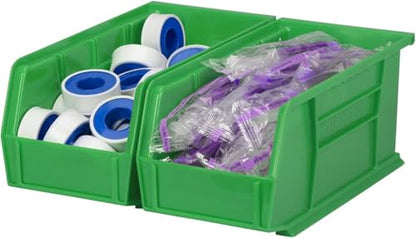 Akro-Mils 30230 AkroBins Plastic Storage Bins, Space-Saving Stackable Bins for Garage, Pantry, Craft Organization, 11" x 5" x 5", Green, 12-Pack - color: Green