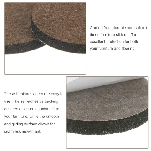 uxcell Furniture Pads, 36Pcs 1.75" - Round Self Adhesive Felt Furniture Pads, Floor Protectors for Furniture Feet Chairs Legs Hardwood Floors (Brown) - size: 1.75"