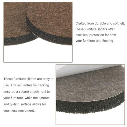 uxcell Furniture Pads, 36Pcs 1.75" - Round Self Adhesive Felt Furniture Pads, Floor Protectors for Furniture Feet Chairs Legs Hardwood Floors (Brown) - size: 1.75"