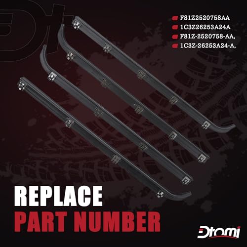 Front Inner Outer Window Molding Sweep Felt Trim Seal Weatherstrip Kit Compatible with Ford Vehicle F150 F250 F350 Bronco 1987-1997 Replace# E7TZ1521452A E7TZ1521453A F2TZ1521456A F2TZ1521457A (4PCS)