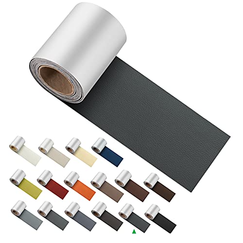ILOFRI Self Adhesive Leather Repair Patch Tape 3x60 inch, Vinyl and Leather Repair Kit for Couches, Furniture, Car Seat, Boat Seat, Sofa, Vinyl Upholstery, Chair, Interior - Dark Grey #2 - color: Dark Grey #2, size: 3x60 inch