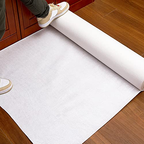 Amylove Temporary Floor Protection Anti Slip Carpet Protector Reusable Waterproof Temporary Flooring over Carpet Self Adhesive Padded Floor Covering, Paint Proof, Protects Hardwood and Tile (50 Feet) - size: 3' x 50' (Rectangular)