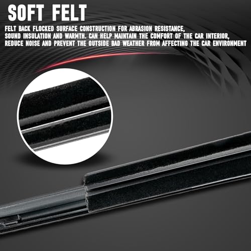Window Moulding Belt Glass Sweep Felt Trim Seal Weather Stripping Kit Fit for Dodge Ram 1500 2500 3500 4500 5500 Crew Cab 2009-2021 Replaces 55112376AH 55112377AH 55372138AH 55372139AH