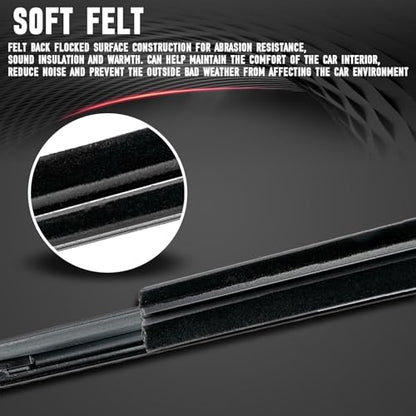 Window Moulding Belt Glass Sweep Felt Trim Seal Weather Stripping Kit Fit for Dodge Ram 1500 2500 3500 4500 5500 Crew Cab 2009-2021 Replaces 55112376AH 55112377AH 55372138AH 55372139AH