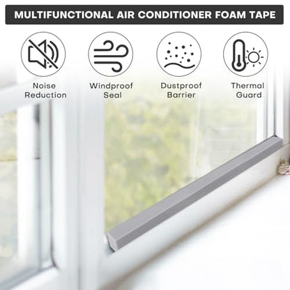 AC Window Seal Kit with Adhesive - 4Pcs Gray Foam Insulation Strips 1"x1"x6.5Ft,Air Conditioner Foam for Window Units, Energy Saving & Dustproof - size: 1''x1''x6.5ft-4pcs