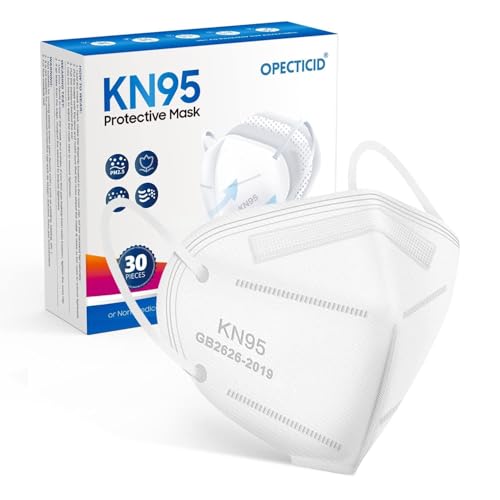 KN95 Face Mask,KN95 Mask,Cup Masks Breathable 5-Layer Filter Efficiency≥95% Disposable Certified Face Mask - color: 30 Pack White