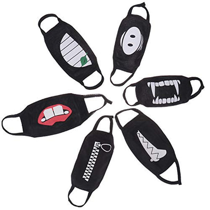 24pcs Kawaii Cotton Mask, Unisex - Black Cartoon Mouth Mask
