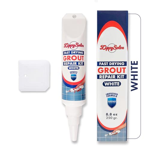 ZippySolve Tile Grout, Repair Kit, Restore & Renew Tile Joints Line, Fast Drying Grout Paint Squeeze Tube for Bathroom Shower Kitchen Floor, Waterproof (8.8 oz, White) - style: White