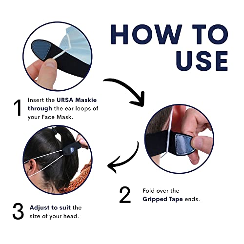 URSA Maskie Face Mask Holder | Ultra-Light & Breathable Ear Saver | Adjustable Hook Tape Gripper | Comfortable Reusable Strap Extender | Protects Ears from Strain | Multiple Ways to Wear - 2.9 g