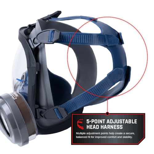 Parcil Distribution Full Face Respirator Mask - Air Purifying, Organic Vapor & Particulate - Industrial Use - CE Tested - color: Pt-101 Clear