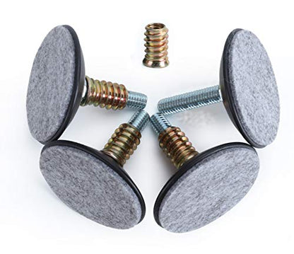 Furniture Levelers - Adjustable Leveling Legs for Tables Chairs Cabinets - 2.5" Diameter Base with 4 Felt Pads, 3/8"-16 Thread- S/S Polished Chrome (4 Pack)