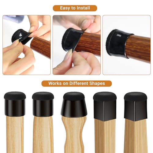 24 PCS Silicone Chair Leg Floor Protectors Small (0.8"-1") Rubber Felt Furniture Pads Chair Legs Caps/Covers for Hardwood Floors, Tile from Scratches & Reduce Noise - Round, Black - size: Small (0.8"-1")