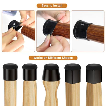 24 PCS Silicone Chair Leg Floor Protectors Small (0.8"-1") Rubber Felt Furniture Pads Chair Legs Caps/Covers for Hardwood Floors, Tile from Scratches & Reduce Noise - Round, Black - size: Small (0.8"-1")