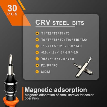 JOREST 40Pcs Small Precision Screwdriver Set with Torx Triwing Phillips, Mini Repair Tool Kit for Macbook, Computer, Laptop, PC, iPhone, PS5, Xbox, Switch, Glasses, Watch, Ring Doorbell, Electronics - style: 40 in 1 CRV