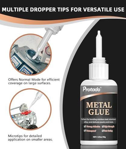 Metal Glue, 35g Heavy Duty Super Strong Clear Glue, Waterproof Heat Resistant Adhesive for Metal Bonding, Repair, Steel, Aluminum, Iron, Copper, Auto Parts, DlY Kits - style: Metal Glue