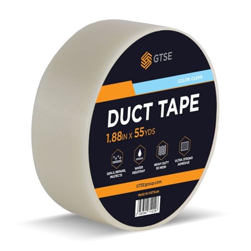 GTSE Clear Duct Tape, 2 Inches x 55 Yards (164 ft), Heavy Duty, Waterproof Repair Tape for Indoor or Outdoor Use, 1 Roll - color: Clear, size: 2" x 55 yards