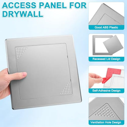 M METERXITY 1-Pack Access Panel for Drywall, 6x6 Inch Plastic Self Adhesive Wall Hole Cover Access Doors for Wiring Cable/Ceiling, Removable Plumbing Wall Panel [Grey, Vented Square] - color: Gray