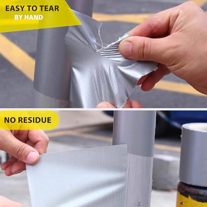 3-Pack Duct Tape Heavy Duty Waterproof Silver, 66 Yards x 1.88 Inch Total Strong Adhesive Duct Tape No Residue Bulk for Home Use, DIY, Projects, Outdoor Repairs Tear by Hand - color: Silver