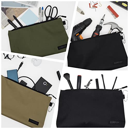 COREFLEX Premium Tool Pouch Zipper Bag, Small Tool Bag, Multipurpose Storage pouch, Heavy duty Flat Bottom Tool bag with YKK Zipper (6 pack Combo mixed size Black &Grey) - size: 6 pack Combo mixed size Black &Grey