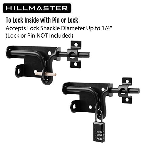Slide Bolt Gate Latch for Wooden Fence Outdoor Gate Latch Lock with Padlock Hole, Heavy Duty Sliding Fence Door Lock, Black Barrel Bolt Latches for Wood Vinyl Fence,Gate Hardware for Barn Shed,3 Pack - size: 3 Pack
