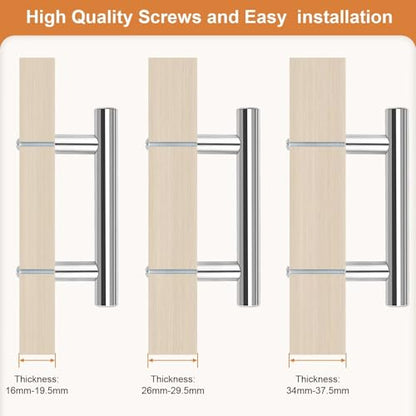 Probrico 5 Pack Hole Centers (64mm) 2-1/2inch Polished Chrome Kitchen Cabinet Handles Stainless Steel Polished Chrome Cabinet Pulls Euro Style Pull Handle for Cabinets and Drawers Total Length 4inch - color: Polished Chrome, size: Hole Centers: 2-1/2"