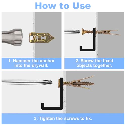 60PCS 0.47x1.18 inch Self-Drilling Anchors, Ancors and Screws for Heavy Duty, Metal Screw Anchors Kit, No Drill and Holes in Wall - size: 60PCS—0.47X1.18inch