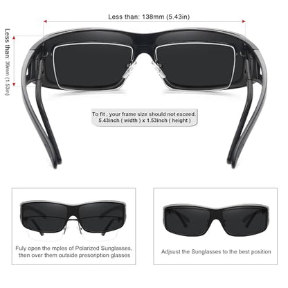 MEETSUN Fit Over Glasses Sunglasses for Men Women,Wrap Around Sunglasses Polarized UV400 Protection - color: A1-black Frame-gray Lens