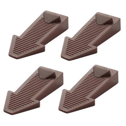 4-Pack Stackable Door Stoppers - Heavy Duty Rubber Door Wedges with Non-Slip Base, Adjustable Height (2X Thickness When Stacked), Multi-Purpose for Doors, Washers & Furniture（Black）
