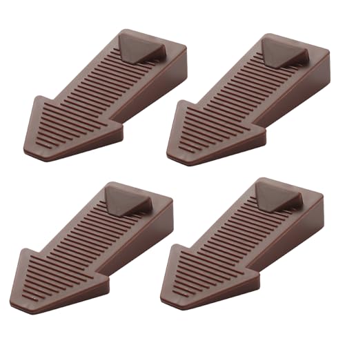 4-Pack Stackable Door Stoppers - Heavy Duty Rubber Door Wedges with Non-Slip Base, Adjustable Height (2X Thickness When Stacked), Multi-Purpose for Doors, Washers & Furniture（Black）