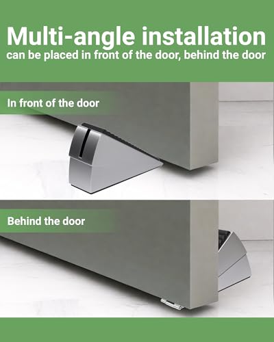 Large Door Stopper - Metal Door Wedge, Tall Door Stopper, Spring Rubber for Extra Strong Grip (Silver, 1 Pack)