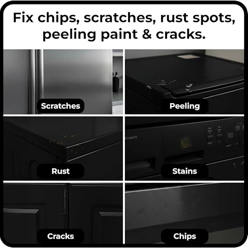 spot. High-Gloss Black Touch Up Paint – Porcelain and Appliance Repair for Chips, Stains, Scratches, and Cracks on Fridges, Microwaves, Dishwashers, Dryers, Tiles, and Metal Surfaces – 1 fl oz - color: Black Pearl