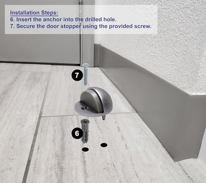 Commercial Residential Dome Floor Stop Door Stop, Metal Alloy, Floor Mount Door Stopper, Door and Wall Protection, Satin Chrome & Matt Black Finishes (Chrome, Low) - size: Low