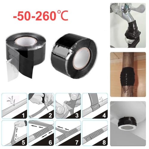 Super Strong Waterproof Tape Stop Leaks Seal Repair Tape Performance Self-Fluxing Silicone Tape Adhesive Insulating Duct Tapes (Grey) - color: grey